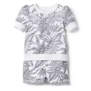 JANIE AND JACK Palm French Terry Sweatshirt & Shorts + Matching Headband, 18-24m